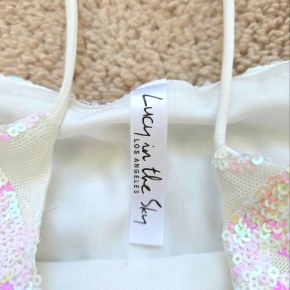 Lucy In The Sky Sequins Iridescent Mini Dress Size Xs - Picture 2 of 3